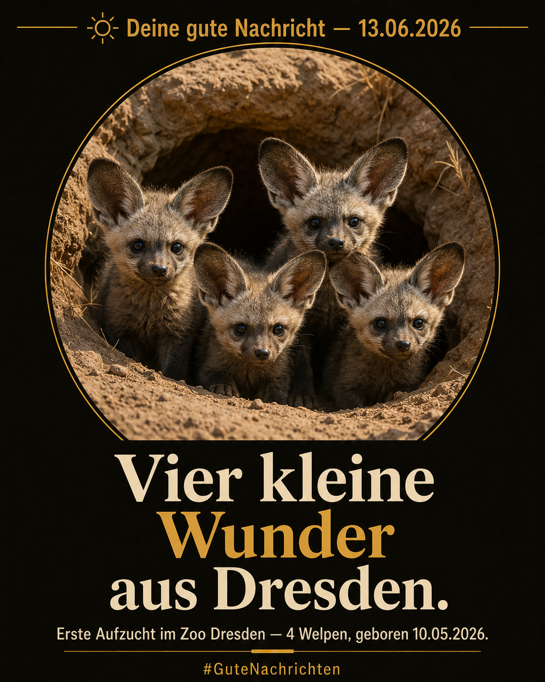 Vier Löffelhund-Welpen im Zoo Dresden
