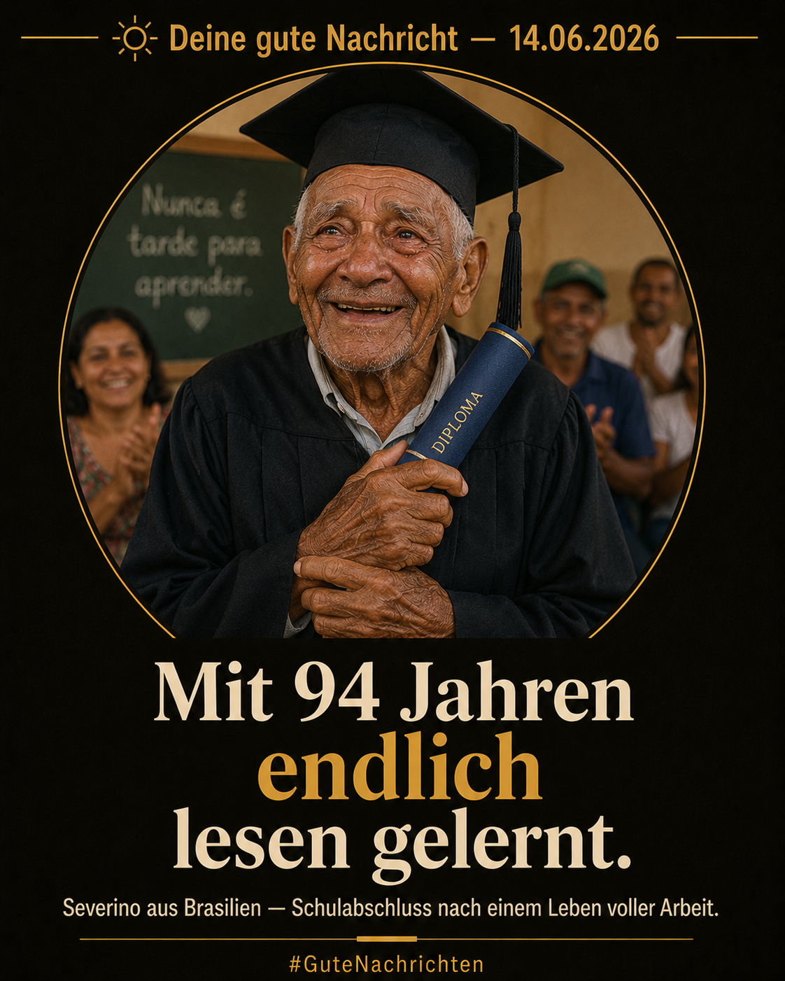 Severino aus Brasilien hält mit 94 Jahren seinen Schulabschluss in den Händen