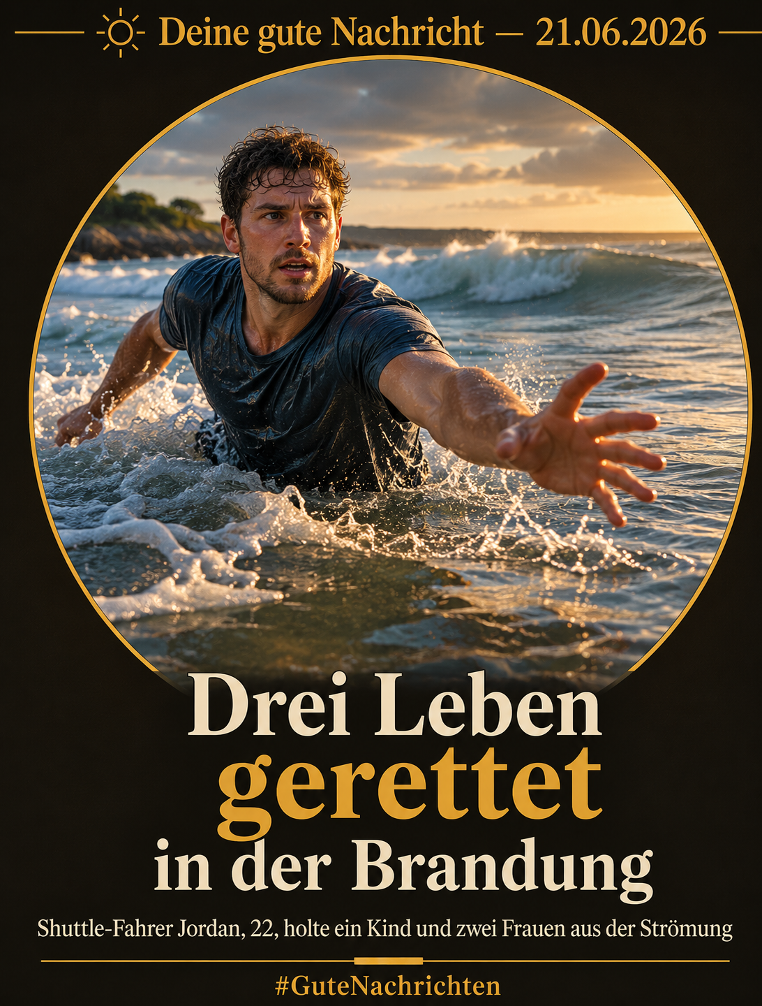 Ein junger Mann in nassem T-Shirt trägt ein Kind sicher durch die Brandung an den Strand – Elmer's Island, Louisiana